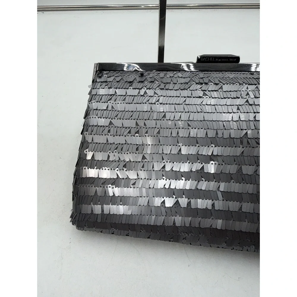 Rachel Rachel Roy Gunmetal Grey Sequin Evening Clutch Bag Shimmer Formal Bag